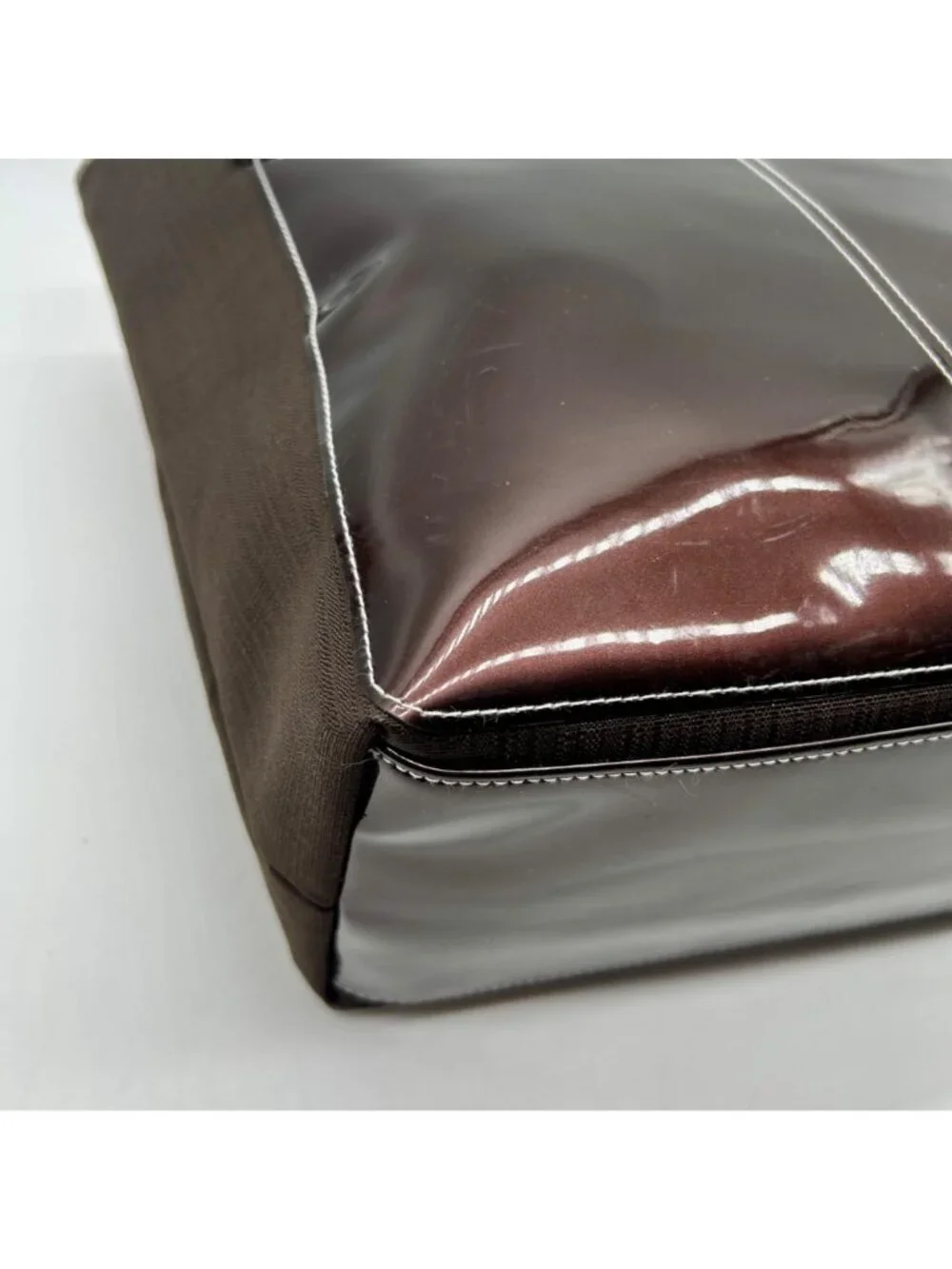 Brown Glossy Fabric Tote Bag